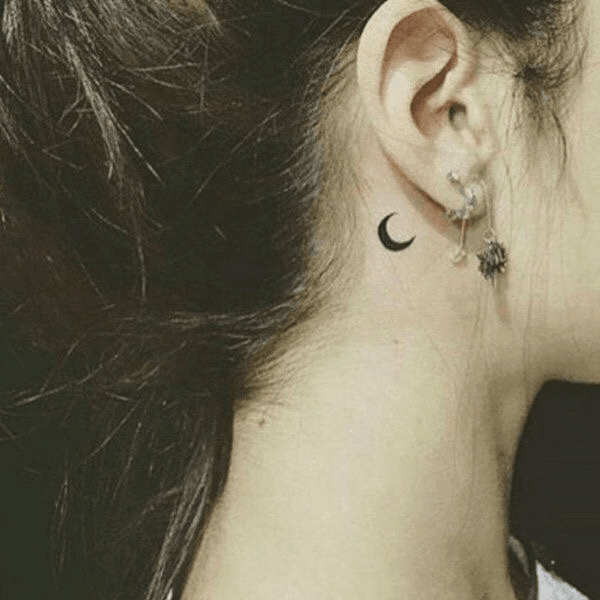 Or a minimalist moon  Inner ear tattoo Ear tattoo Body art tattoos
