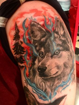 Wolf sleeve in progress by Kelsey