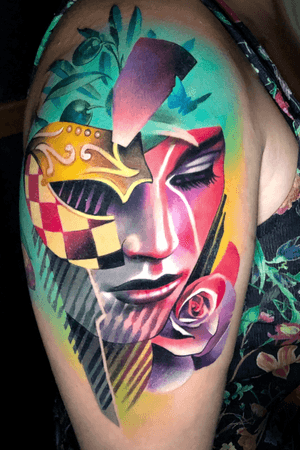#venecia #mask #girl #girlfacetattoo #tattoooftheday #color #realistic 