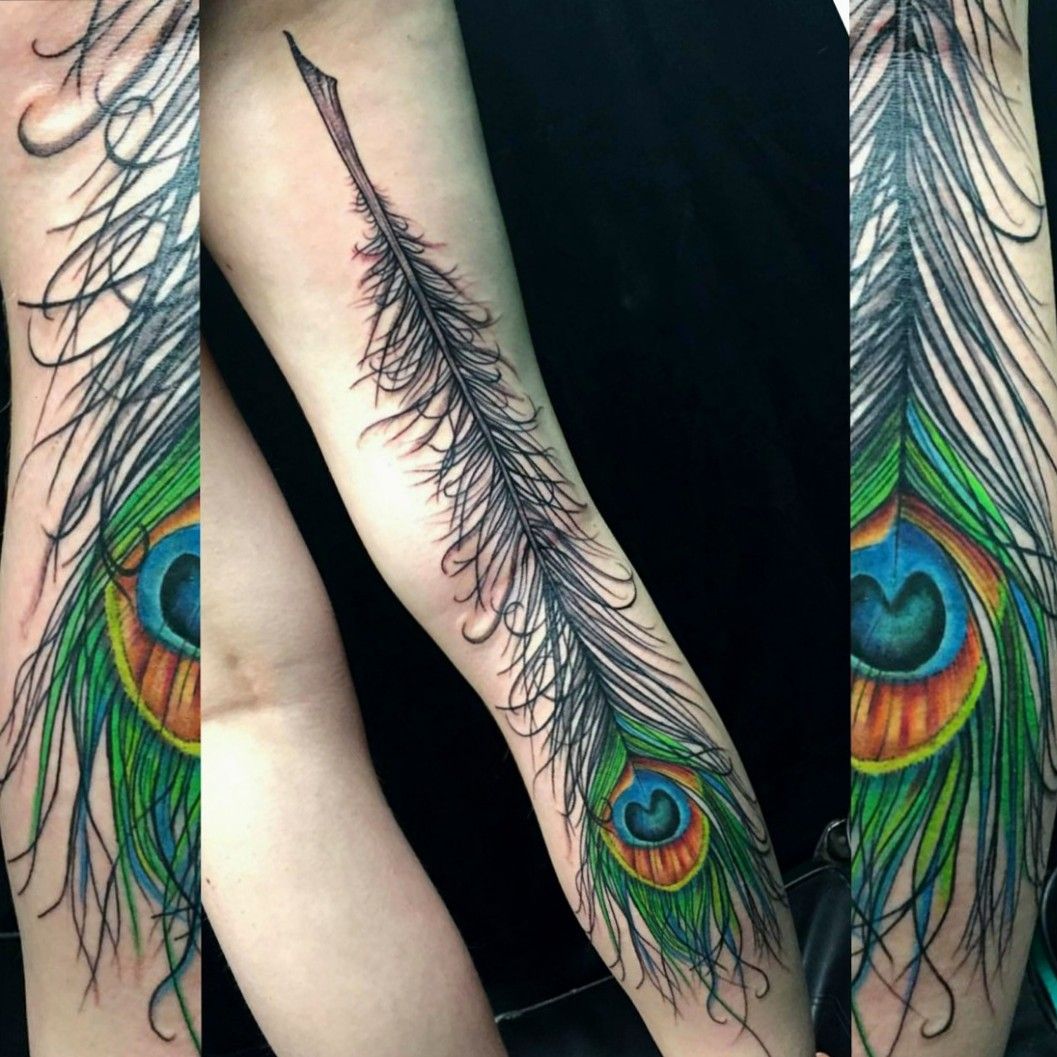 Tattoo uploaded by Metamorphosis Tattoo Sideshow • Gorgeous full back of  the leg, freehand peacock feather tattoo by @engelwood316 . .  #feathertattoo #feather #peacock #peacockfeathertattoo #peacockfeather  #birdlovers #birdwatching #birdtattoo ...