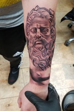 Black and Grey Zeus Tattoo