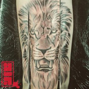 Lion on forearm...#liontattoo #lion #forearmtattoo #blackandgreytattoo #render #jungle #animaltattoo #illustrative #realism #graphic #design #byjncustoms 