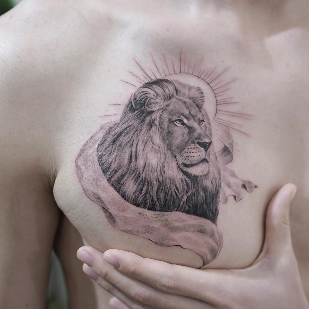 Sunlion tattoo  Sun tattoo Sun tattoo tribal Lion tattoo