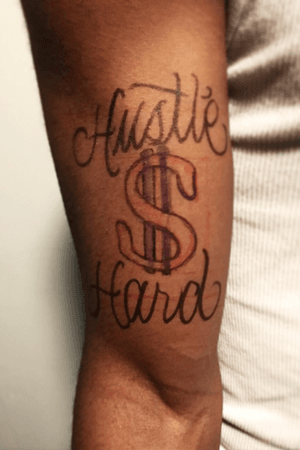 “Hustle Hard” #freehand #sharpie #Custom #lettering Instagram: _Tattoosbyloco