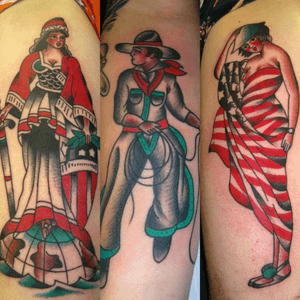 #traditionalamerican #traditional #traditionaltattoo #traditionaltattoos #KrookedKen #pinup #cowboy #american 