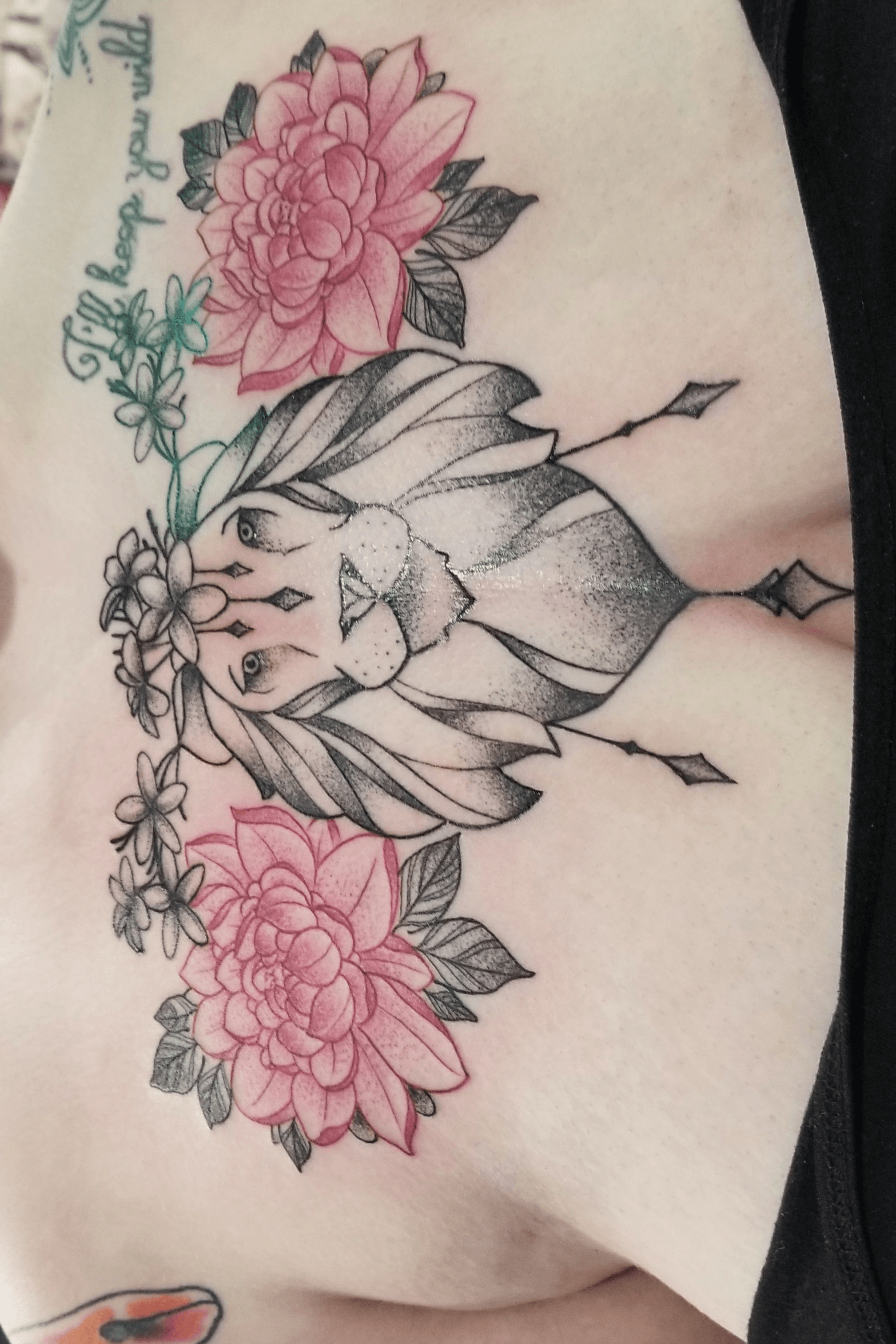 Kaylee Watercolor Pink Rose Geometric Mandala Temporary Tattoo