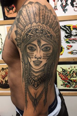 Healed black and grey custom tattoo by Jesse E

