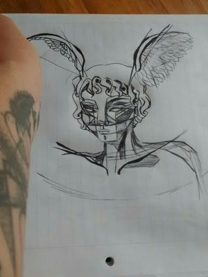 My next tattoo, Hermes in Blackwork. My design. 