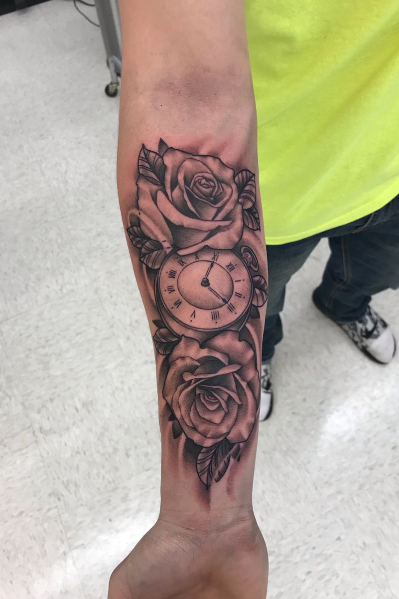 Tattoo uploaded by Jt • Clock and rose clocktattoo rose rosetattoo 