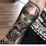My tattoo first part of sleeve #dayofthedead #diadelosmuertos #blackandgrey #realism #tattooartist #vladshulea