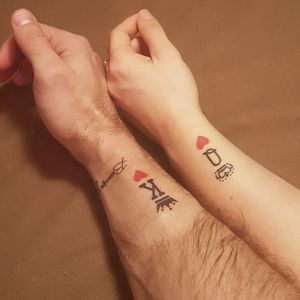 King & Queen of Hearts Couple Tattoo#kingandqueentattoo #coupletattoo #matchingtattoos #hearts 