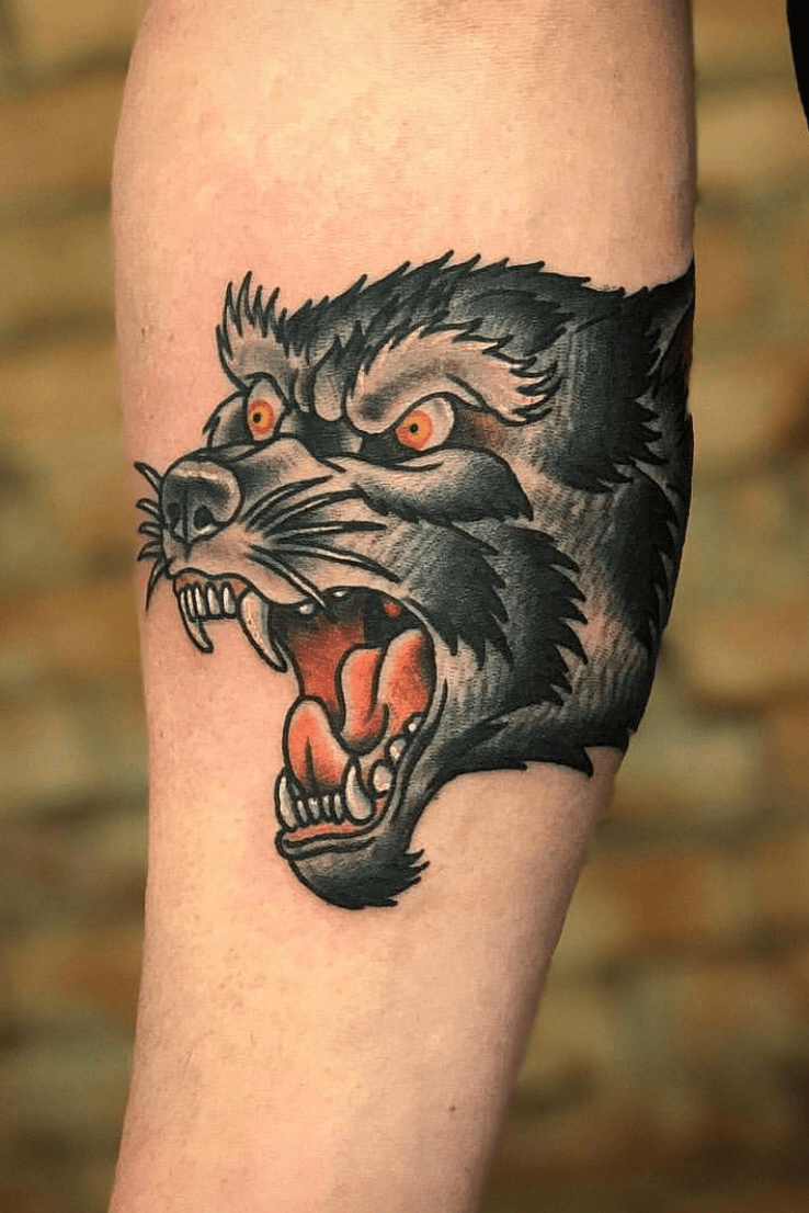 Tattoo uploaded by KC Lange  Wolf head traditional wolf  Tattoodo
