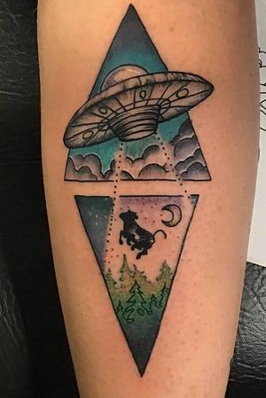 BEAM ME UP! Cows are cooler than humans #tattoo #tattoos #tattooartist 