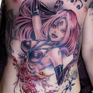 Tattoo by Hori Benny #HoriBenny #besttattoos #best #color #anima #manga #pinup #girl #lady #Monster #demon #thirdeye #guts #gore #darkart #horror