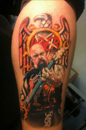 Kerry King guitarist of trash metal band “Slayer” l did this tattoo on 2012. #potrait #rockstar #metal #music #guitar #slayer 