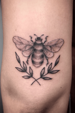 Fine line bee tattoo! 