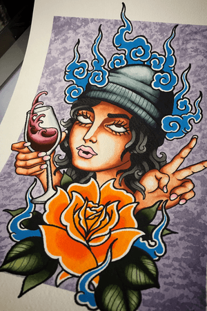 Water colour painting, tattoo flash