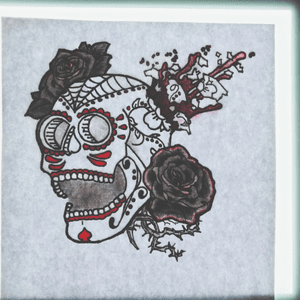 “La Vida Loca”  My own drawing excluding the roses. #sugarskulltattoo #skull #diadelosmuertos #dayofthedead #screaming 