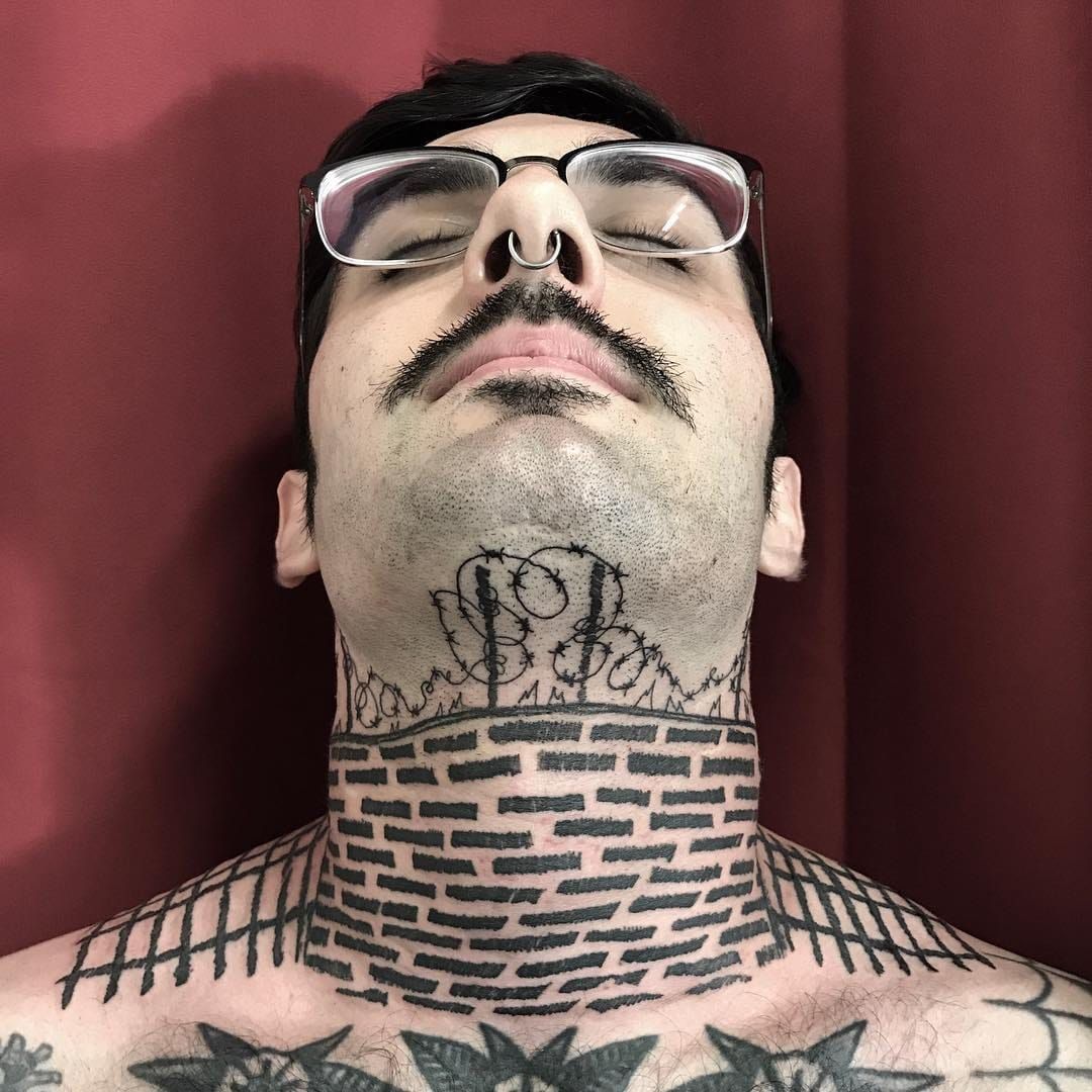 Minimalist brick wall tattoo  Tattoogridnet