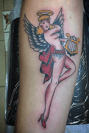 Sailor jerry angel! #philadelphia #angel #sailorjerry #offthewall #traditional #color #americana 