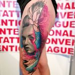 Prague tattoo convention 2018, 3rd place category Asia#woman #face #tattoo #watercolor #watercolortattoo #tattoos #tetovani #color #colortattoo #tattooing #tattooart #tattooartist #snowertattoo 