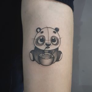 Baby panda eating noodle, own sketch done in an hour#tattoo #panda #cutetattoo #smalltatto #girlytattoo #inkartist #inkedup #tattooing #Tattoodo #inkedup 