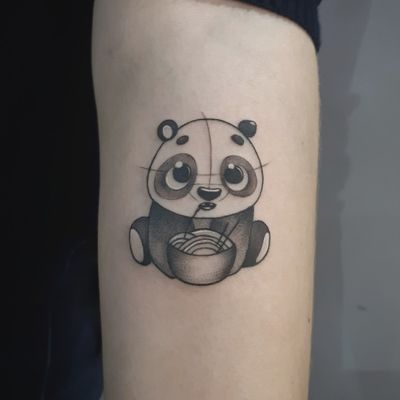 Baby panda eating noodle, own sketch done in an hour #tattoo #panda #cutetattoo #smalltatto #girlytattoo #inkartist #inkedup #tattooing #Tattoodo #inkedup 