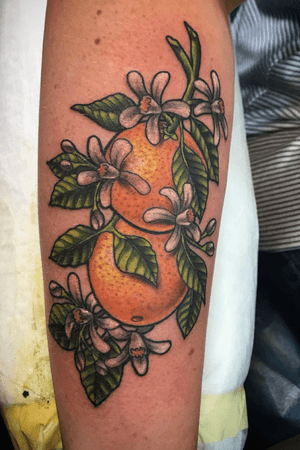 Oranges on forearm