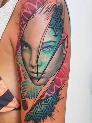 #woman #face #tattoo #watercolor #watercolortattoo #tattoos #tetovani #inkedgirl #tattooart #tattooartist #snowertattoo 