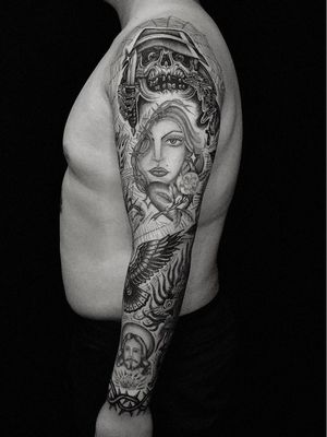 Illegal Tattoos: Juan Diego Prieto #IllegalTattoos #JuanDiego #JuanDiegoPrieto #blackandgrey #fineline #Chicano #portrait #rose #barbedwire #skull #dragon #thorns