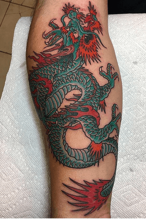 Dragon done by Fred! #philadelphia #dragon #traditional #color #americana #boldwillhold