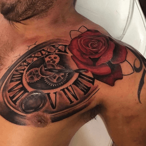 #Rose #clock #romannumerals #chest #rose