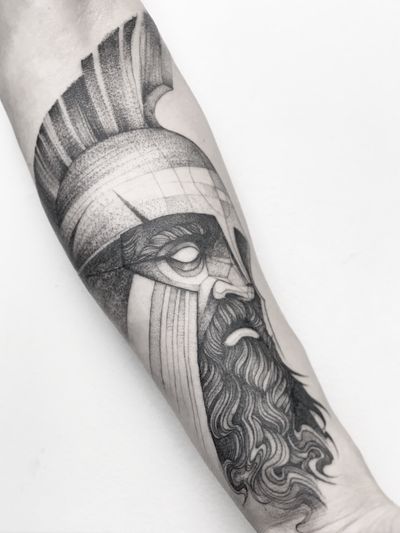 Realism Greek God And Spartan Tattoo Idea - BlackInk AI