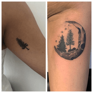 So today I got to tattoo @anaanyc adding on a #moon to a existing tattoo she had ( Original pine was not done by me ) thanks so much ana for coming thru & the trust 🤟🏻 Done in @tattoohabitualistclub #TattzByAG #Ink #Tattoo #Tatuaje #Bodyart #blackandgrey #blackandgreytattoo #simpletattoo #nyc #nyctattoo #nyctattooartist #traditional #traditionalart #traditionaltattoo