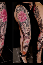Leg sleeve #ornamental #mandala #rose #coverup #freehand #legsleeve 