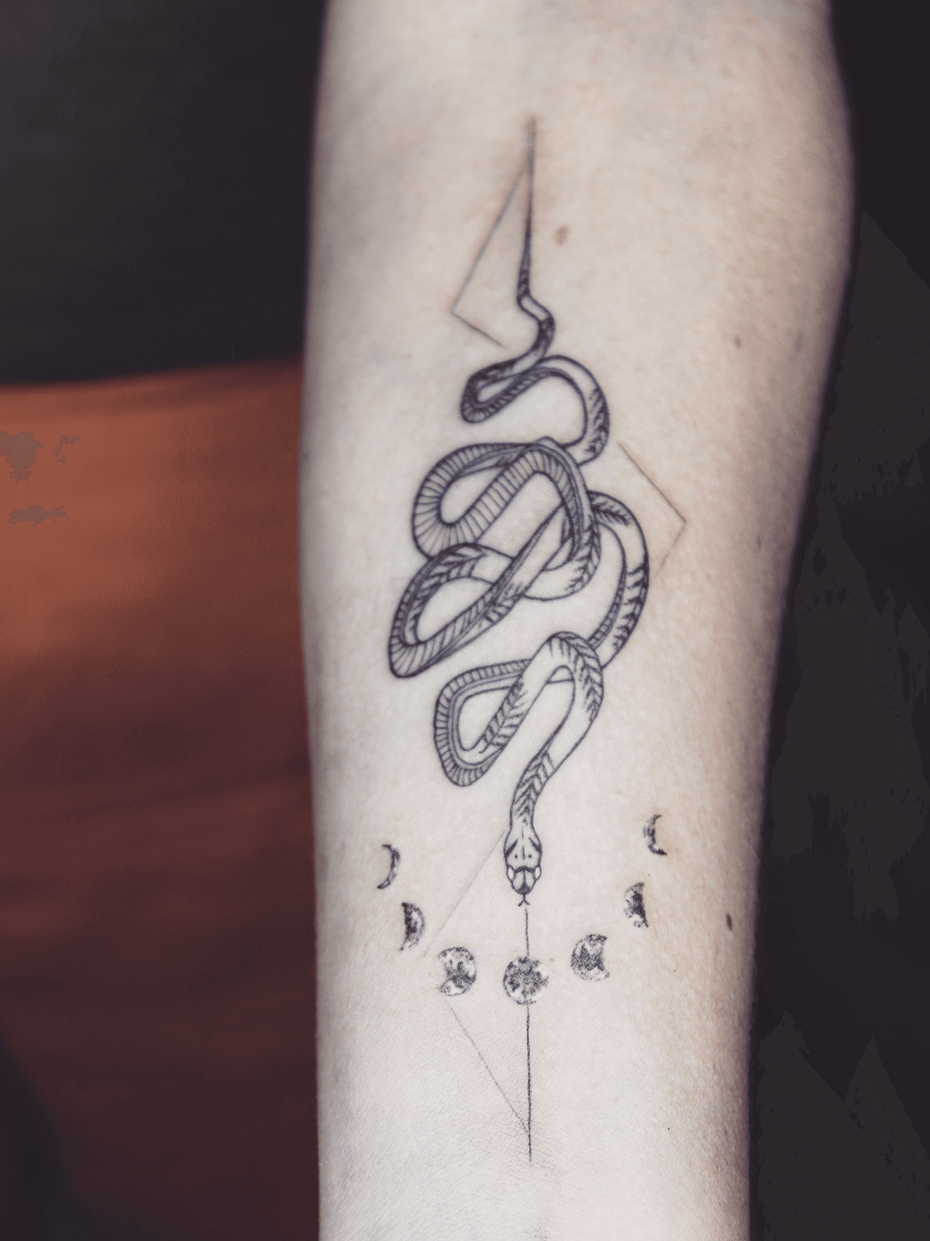 Tiny Geometric Snake Tattoo  Snake tattoo design Tattoo designs and  meanings Snake tattoo