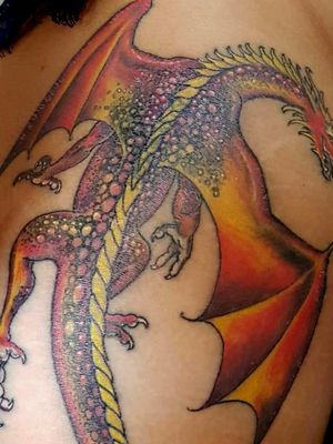 Mon tattoo flamboyant#dragon #dragoon #fire #fly #red 