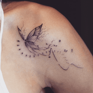 Small butterfly tattoo - Tattoo Chiang Mai                          #butterfly #fly #butterflytattoo #lines #art #ChiangMai #thailand #blackandgreytattoo ##light #tattoochiangmai #tattoostudiochiangmai