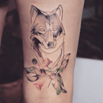 Line wolf tattoo - Tattoo Chiang Mai #wolf #lines #watercolortattoo #plant #lineworktattoo #animaltattoo #ChiangMai #thailand #tattoochiangmai #tattooartistchiangmai 