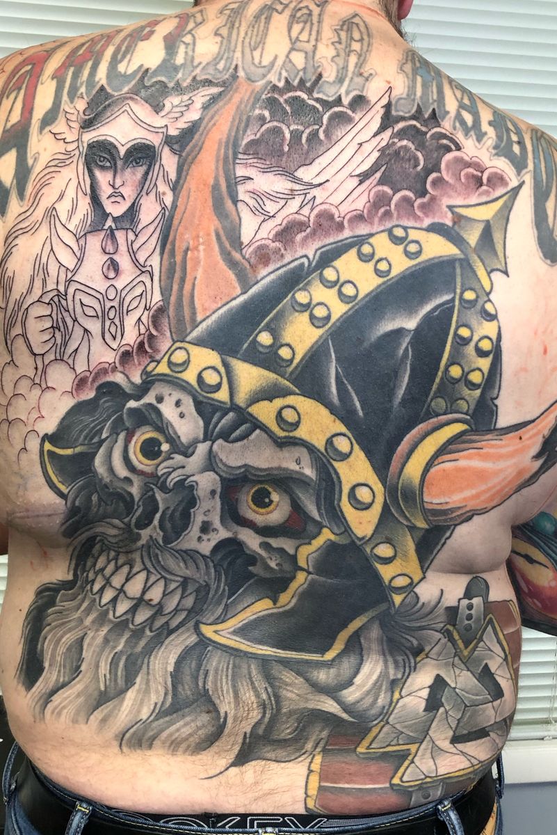 Tattoo uploaded by Dan Belcher • backpiece On Tom.wip skull 