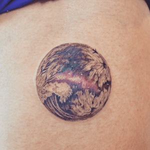 Moon tattoo - Tattoo Chiang Mai                                #moon #moontattoo #waves #plant #milky #traveltattoos #ChiangMai #thailand #inkedmag #Tattoodo #tattooist #tattooistartmag #tattoochiangmai #tattooartistchiangmai