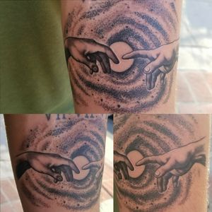 God creating Adam galaxy tattoo