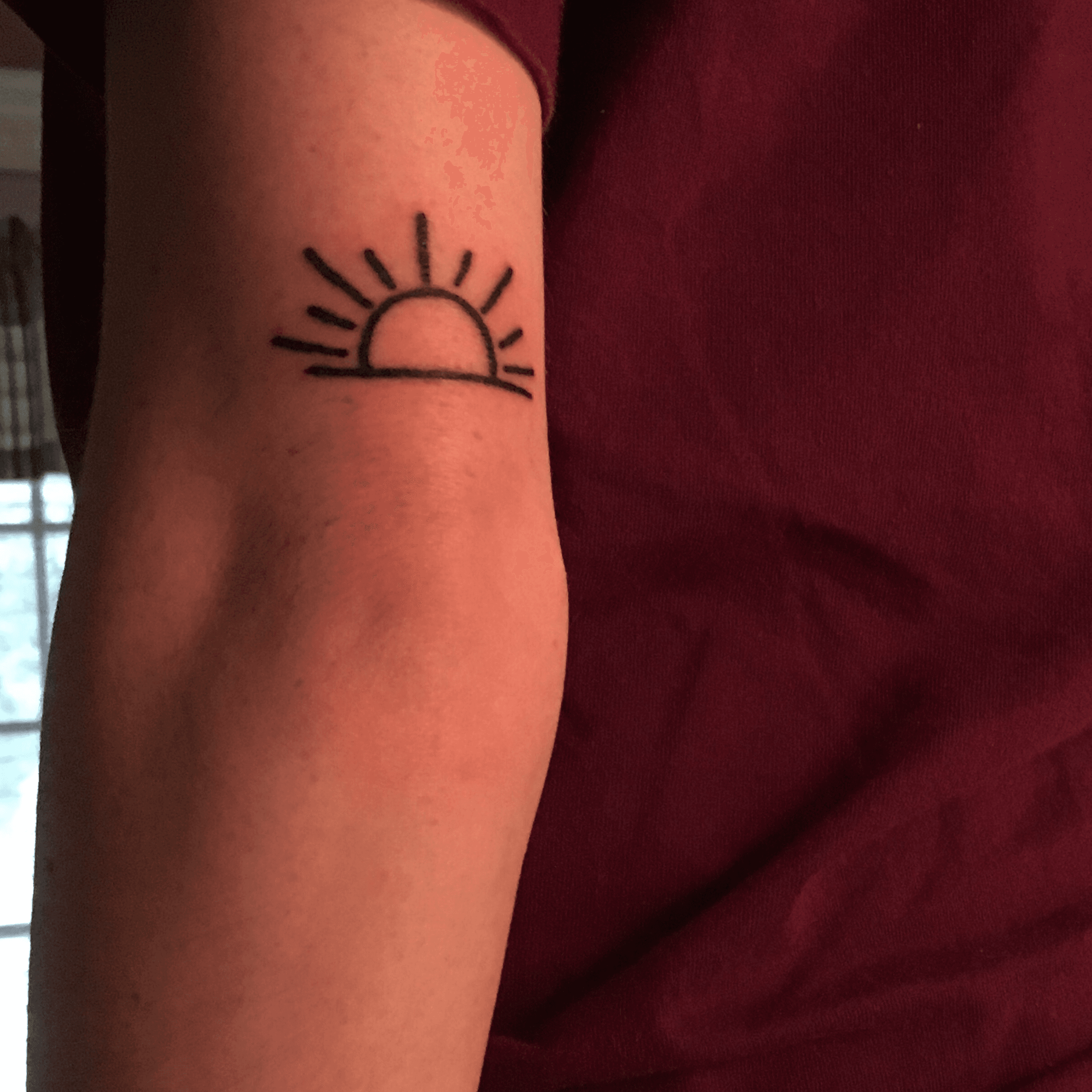 sunrise arm line tattoo  Minimalist tattoo Shape tattoo Line tattoos