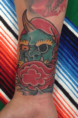 The woken thunder god #traditional #japanese #oni #color #AmericanTraditional #BoldTattoos #colortattoo 