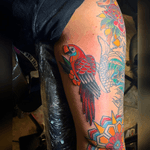 Today got to do what I love doing .... #TraditionalTattoos & we went with a #gapfiller of a little #parrot 🤟🏻 This is on wife's @yes.thisisthegirlwiththetattoo #traditionalsleeve that I am working on ⚡️ #BoldWillHold Done in @tattoohabitualistclub ! Remember guys when it comes to traditional tattoos I do em' for a good price & its the style I focus on my tattooing so you know you are gonna get a awesome piece ⚡️🖊🎨 #TattzByAG #Ink #Tattoo #Tatuaje #BodyArt #ArteCorporal #traditional #traditionalart #traditionaltattoos #nyc #nyctattoo #nyctattooartist #colortattoo #boldcolors #parrottattoo