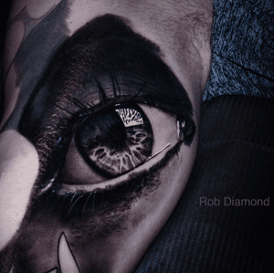Black and grey, Realistic eye tattoo. 
