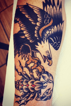 American traditional eagle and scorpion to start off my first sleeve 