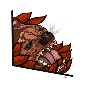 #hyena #design ive been working on #neotraditional #blood #leaves #angry