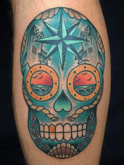 #nautical themed #sugarskull for my brother in law. 