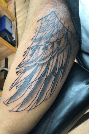 Wing tattoo black n gray 
